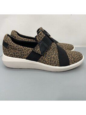 Clarks Kayleigh Charm Sneakers‎ Shoes Cheetah Leopard Comfort Tan Womens 7.5
